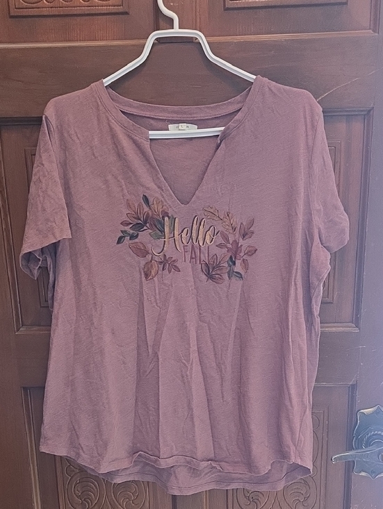Maurices Tops - 3 For $40 Maurices Mauve Short-Sleeve V-Neck Tee with Fall Floral Graphic